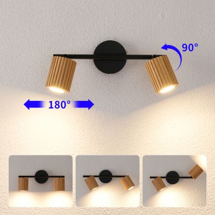 Brilagi - Bodové svietidlo MODERN WOOD 2xGU10/8W/230V kaučukovník/čierna