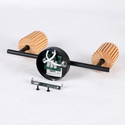 Brilagi - Bodové svietidlo MODERN WOOD 2xGU10/8W/230V kaučukovník/čierna