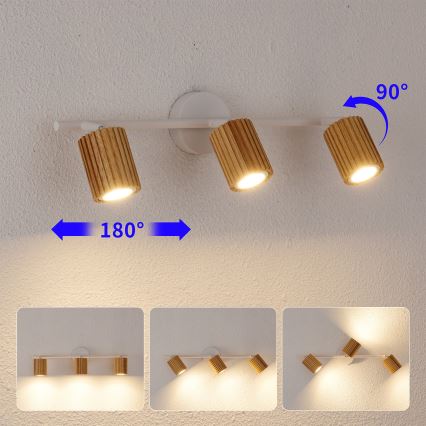 Brilagi - Bodové svietidlo MODERN WOOD 3xGU10/8W/230V drevo/biela