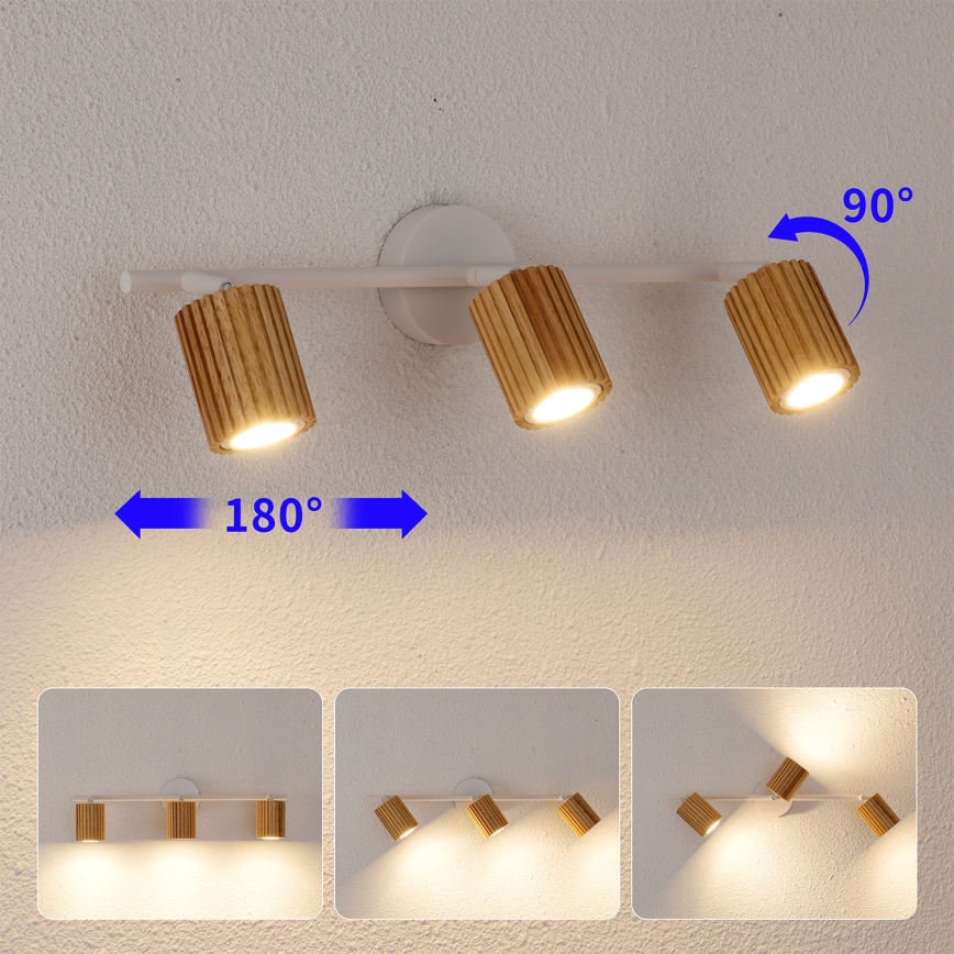 Brilagi - Bodové svietidlo MODERN WOOD 3xGU10/8W/230V drevo/biela