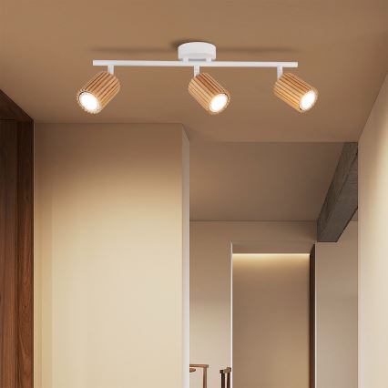 Brilagi - Bodové svietidlo MODERN WOOD 3xGU10/8W/230V drevo/biela