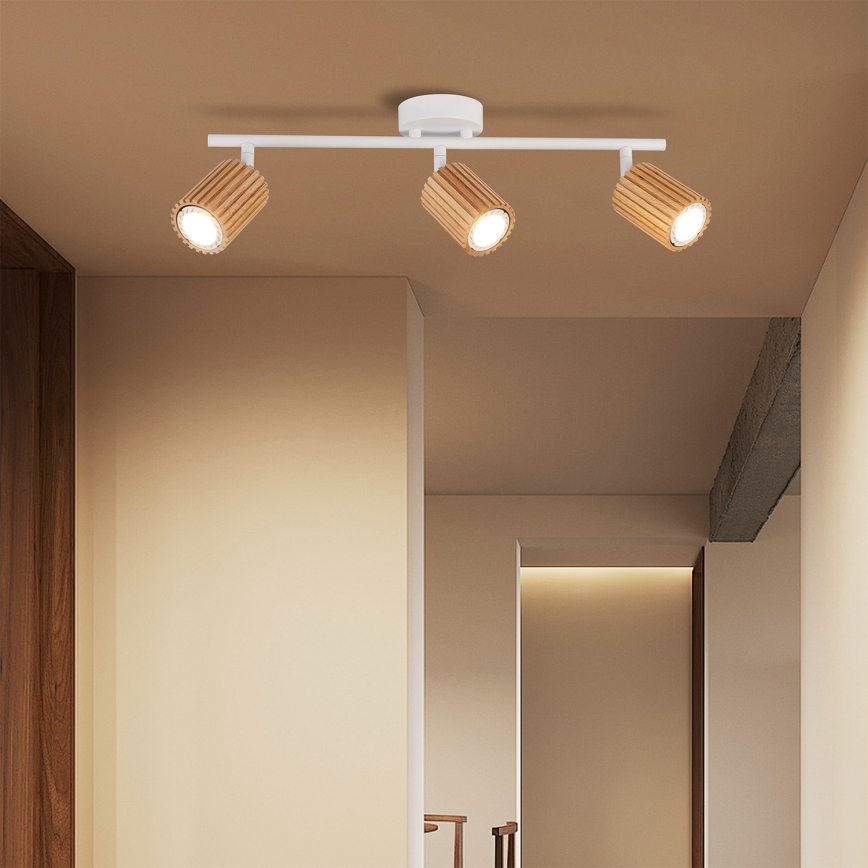 Brilagi - Bodové svietidlo MODERN WOOD 3xGU10/8W/230V drevo/biela