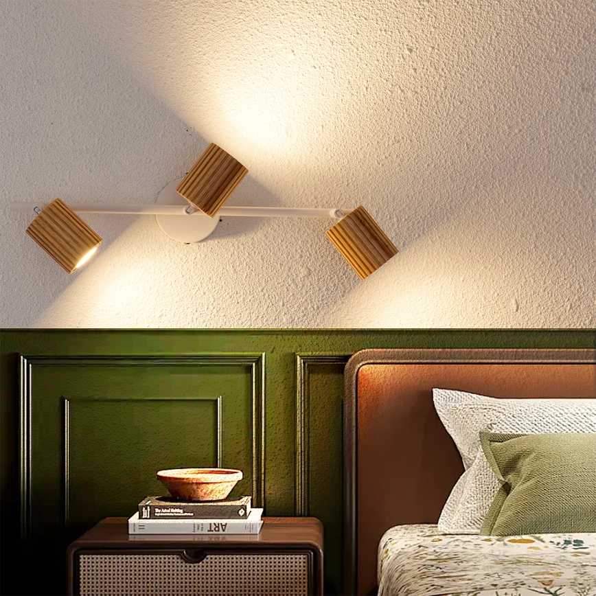 Brilagi - Bodové svietidlo MODERN WOOD 3xGU10/8W/230V drevo/biela