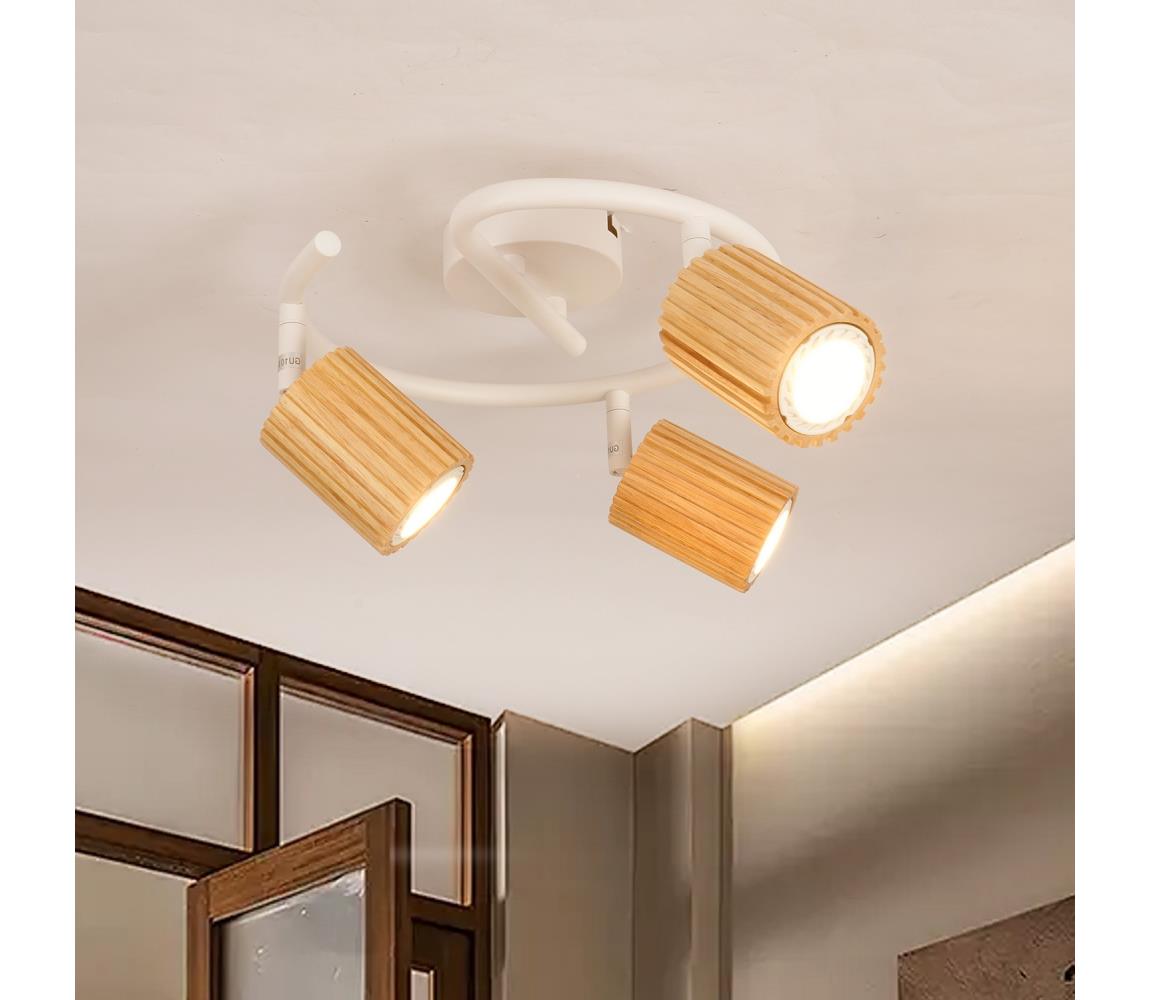 Brilagi - Bodové svietidlo MODERN WOOD 3xGU10/8W/230V drevo/biela BRI383