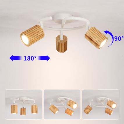 Brilagi - Bodové svietidlo MODERN WOOD 3xGU10/8W/230V drevo/biela