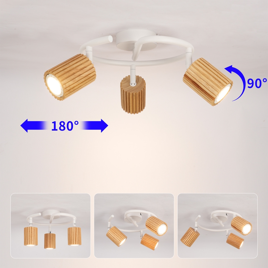 Brilagi - Bodové svietidlo MODERN WOOD 3xGU10/8W/230V drevo/biela