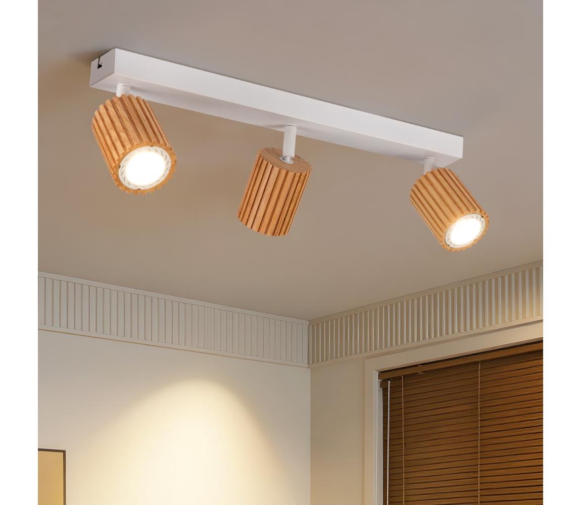 Brilagi - Bodové svietidlo MODERN WOOD 3xGU10/8W/230V drevo/biela BRI386