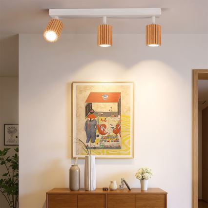Brilagi - Bodové svietidlo MODERN WOOD 3xGU10/8W/230V drevo/biela