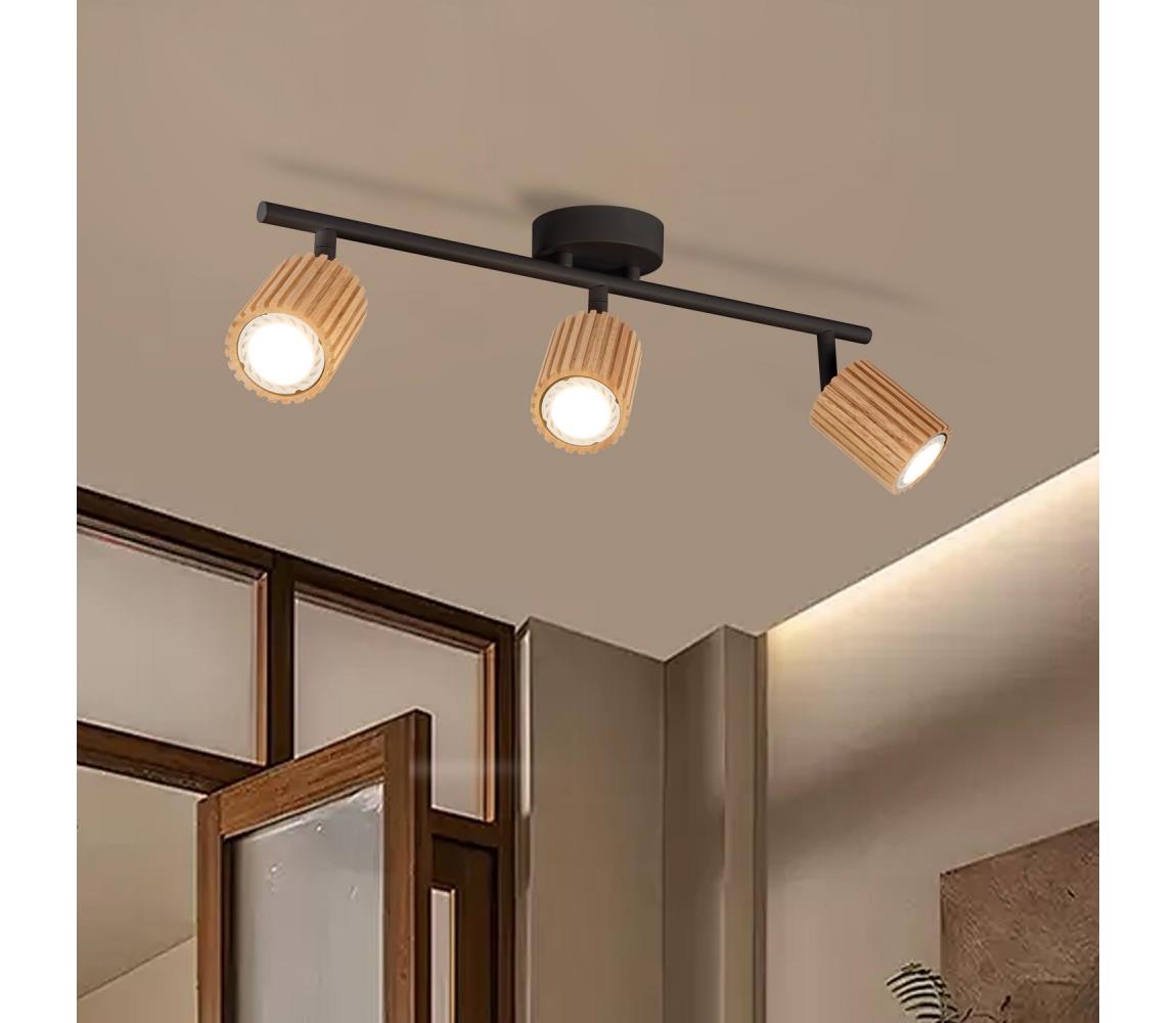 Brilagi - Bodové svietidlo MODERN WOOD 3xGU10/8W/230V drevo/čierna BRI374