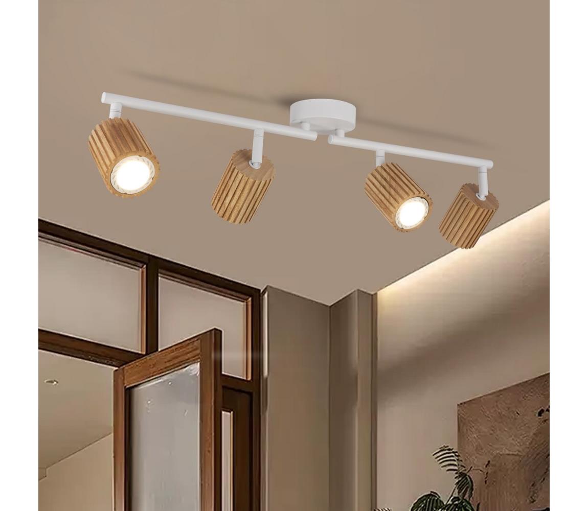Brilagi - Bodové svietidlo MODERN WOOD 4xGU10/8W/230V drevo/biela BRI384