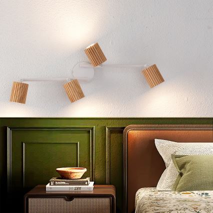 Brilagi - Bodové svietidlo MODERN WOOD 4xGU10/8W/230V drevo/biela