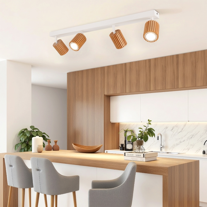 Brilagi - Bodové svietidlo MODERN WOOD 4xGU10/8W/230V drevo/biela