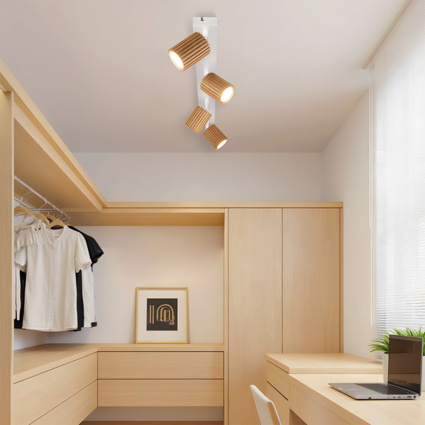 Brilagi - Bodové svietidlo MODERN WOOD 4xGU10/8W/230V drevo/biela