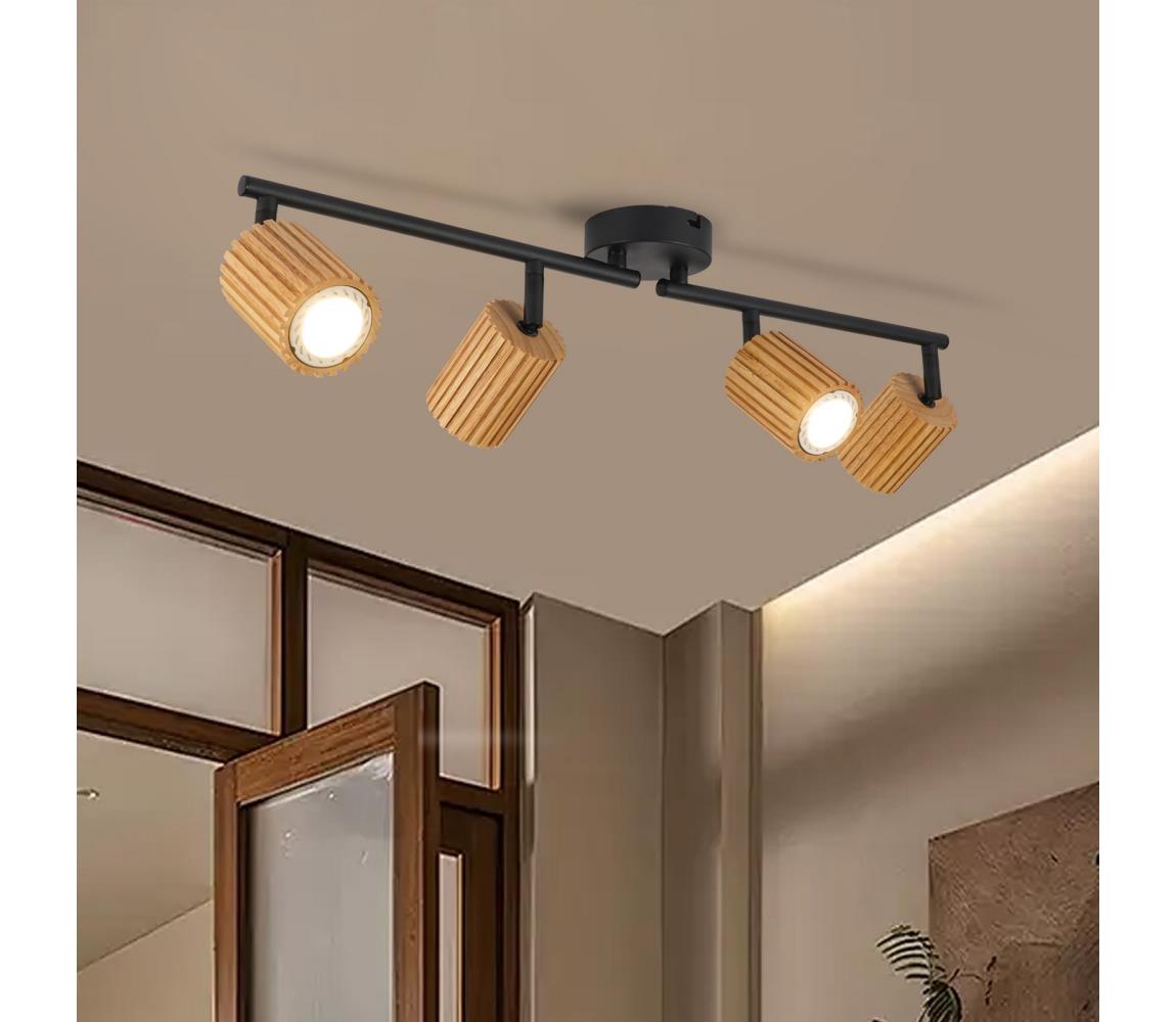 Brilagi - Bodové svietidlo MODERN WOOD 4xGU10/8W/230V drevo/čierna BRI376