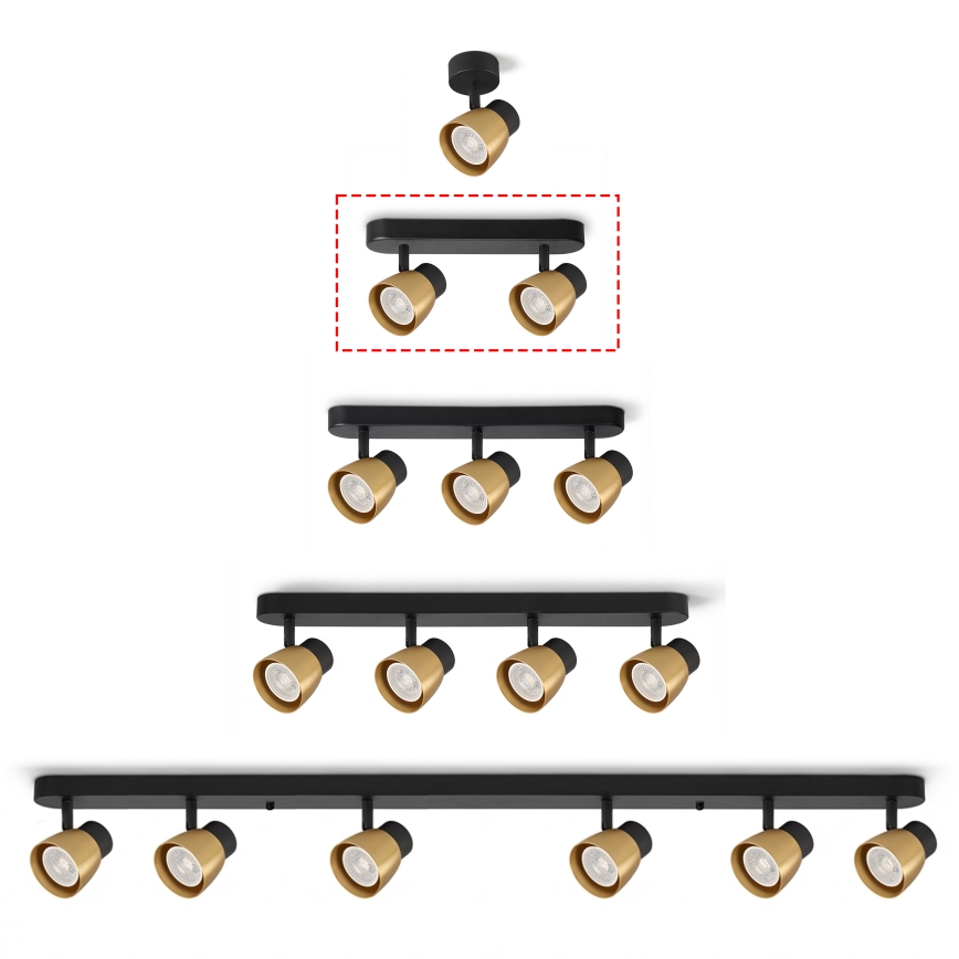 Brilagi - Bodové svietidlo NUGGET 2xGU10/30W/230V čierna/zlatá