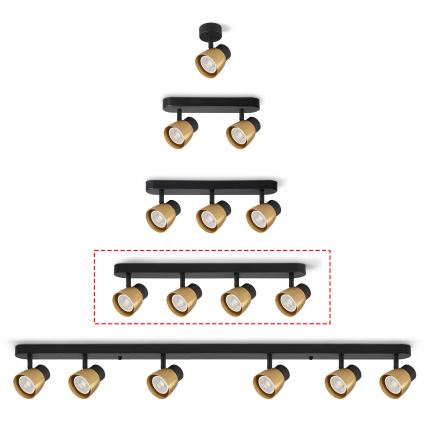 Brilagi - Bodové svietidlo NUGGET 4xGU10/30W/230V čierna/zlatá