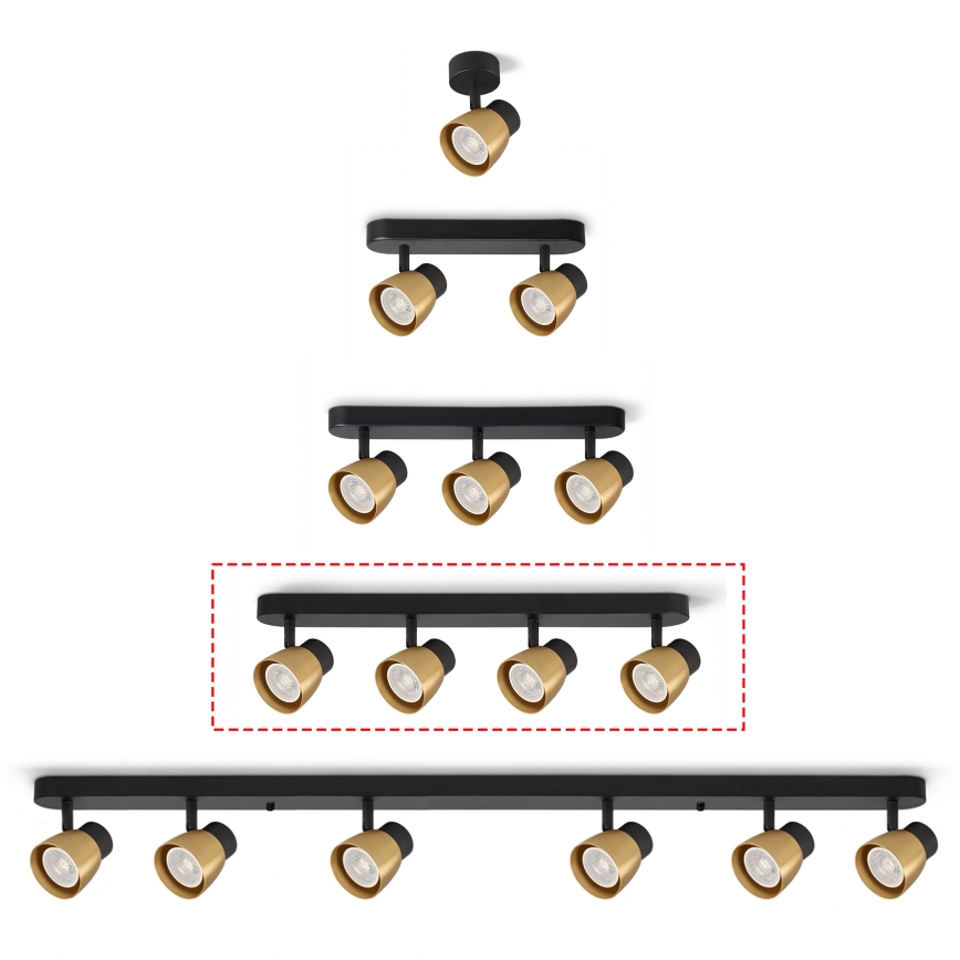 Brilagi - Bodové svietidlo NUGGET 4xGU10/30W/230V čierna/zlatá