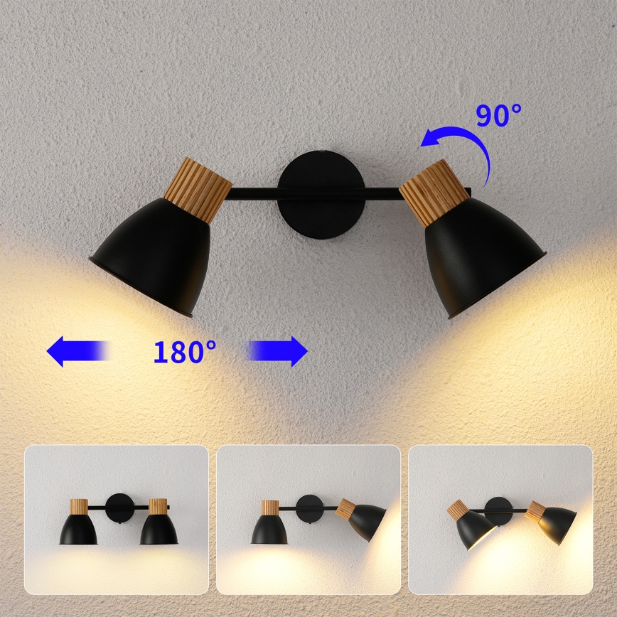 Brilagi - Bodové svietidlo ODENSE 2xE14/10W/230V drevo/čierna