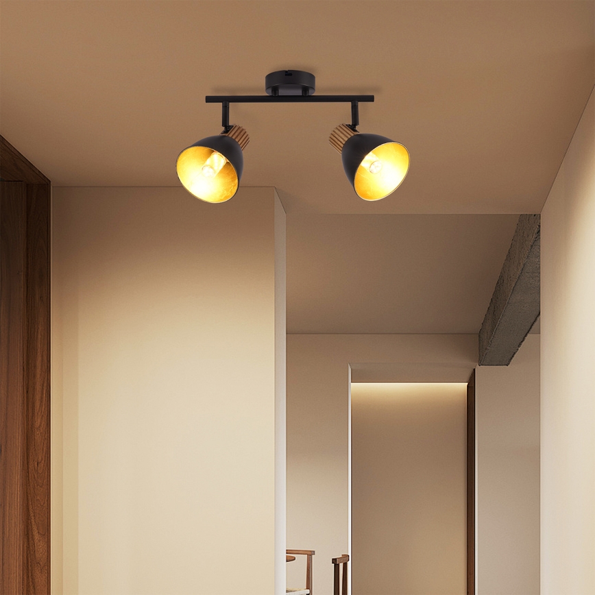 Brilagi - Bodové svietidlo ODENSE 2xE14/10W/230V drevo/čierna