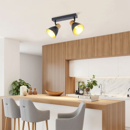 Brilagi - Bodové svietidlo ODENSE 2xE14/10W/230V drevo/čierna