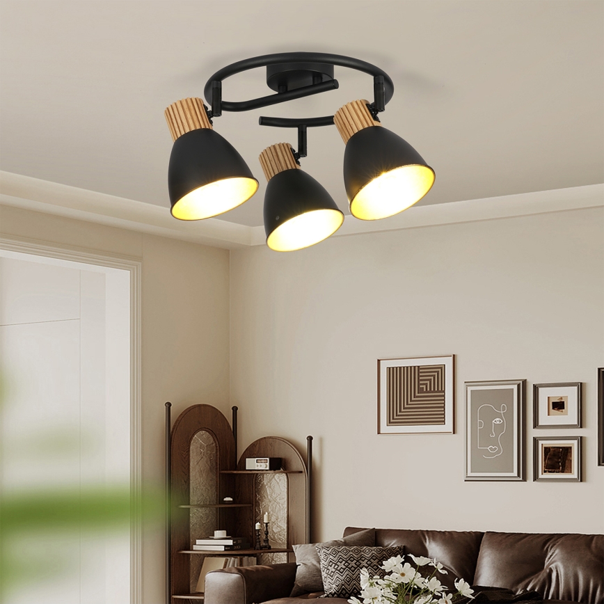 Brilagi - Bodové svietidlo ODENSE 3xE14/10W/230V drevo/čierna