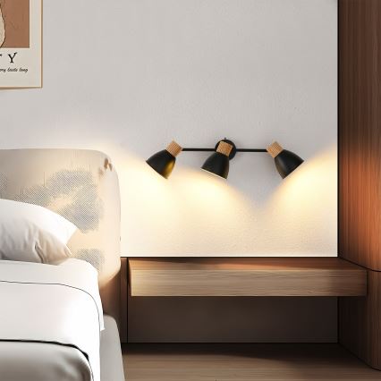 Brilagi - Bodové svietidlo ODENSE 3xE14/10W/230V drevo/čierna