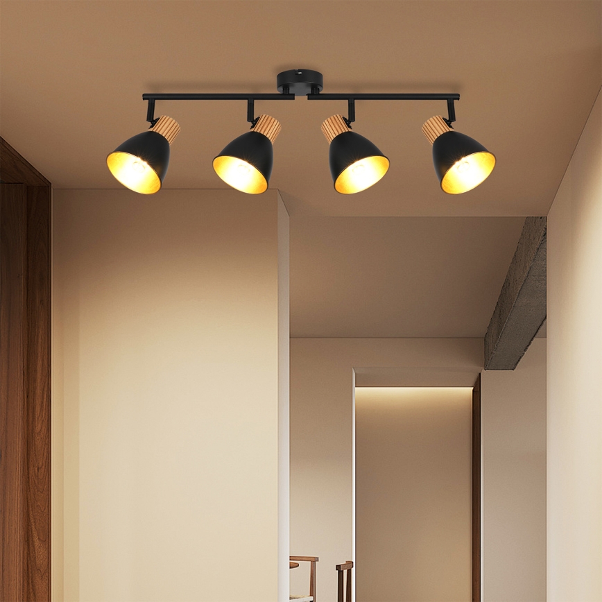 Brilagi - Bodové svietidlo ODENSE 4xE14/10W/230V drevo/čierna