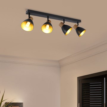 Brilagi - Bodové svietidlo ODENSE 4xE14/10W/230V drevo/čierna
