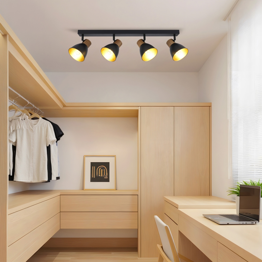 Brilagi - Bodové svietidlo ODENSE 4xE14/10W/230V drevo/čierna