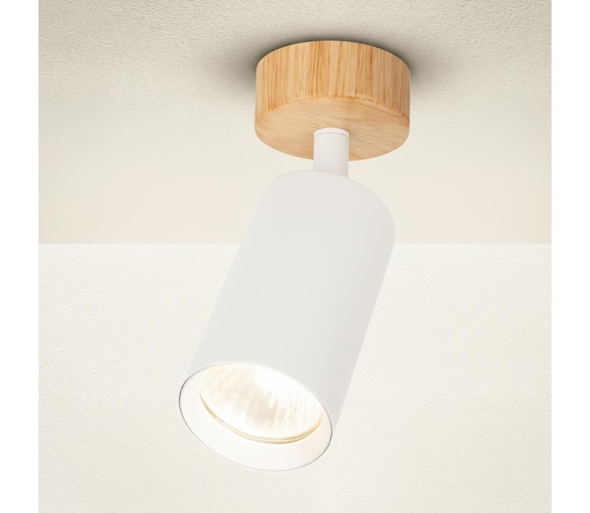 Brilagi - Bodové svietidlo SELE 1xGU10/30W/230V biela/dubový dekor WO-SELE-WH-WD01-OEM
