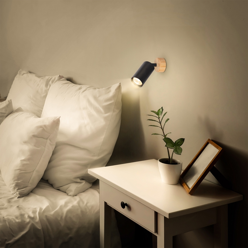 Brilagi - Bodové svietidlo SELE 1xGU10/30W/230V čierne/dubový dekor