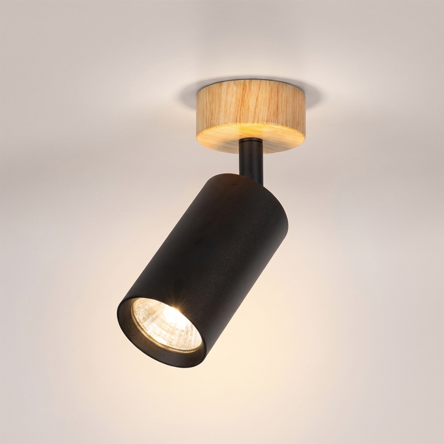 Brilagi - Bodové svietidlo SELE 1xGU10/30W/230V čierne/dubový dekor