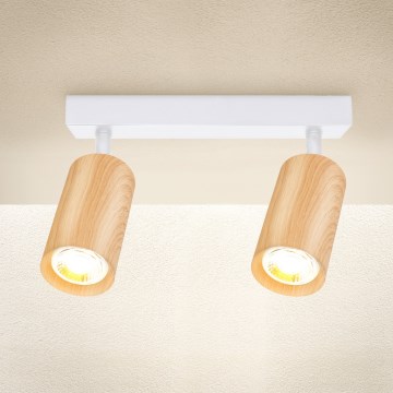 Brilagi - Bodové svietidlo SELE 2xGU10/30W/230V biela/dekor duba