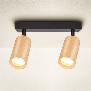 Brilagi - Bodové svietidlo SELE 2xGU10/30W/230V čierna/dekor duba