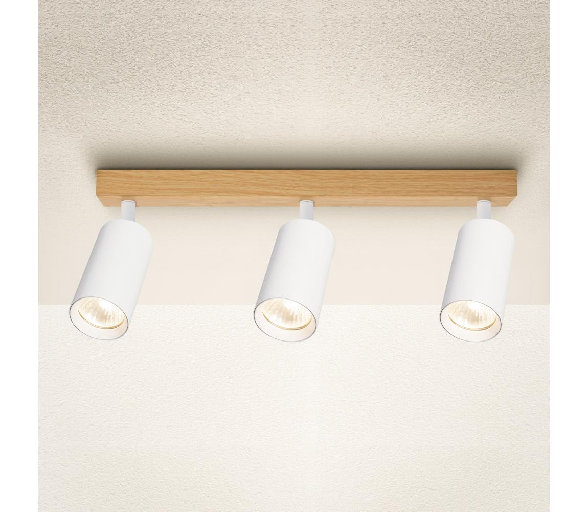 Brilagi - Bodové svietidlo SELE 3xGU10/30W/230V biela/dubový dekor WO-SELE-WH-WD03-OEM