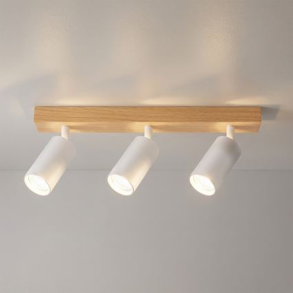 Brilagi - Bodové svietidlo SELE 3xGU10/30W/230V biela/dubový dekor