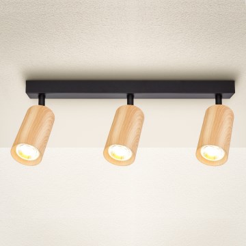 Brilagi - Bodové svietidlo SELE 3xGU10/30W/230V čierna/dekor duba
