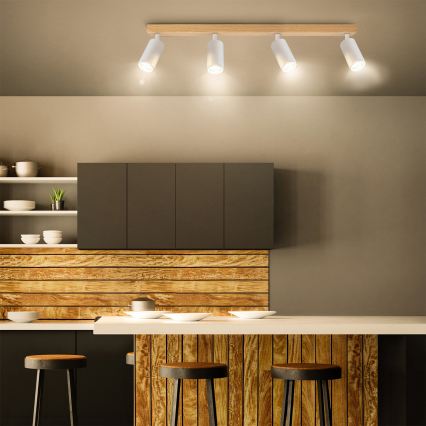 Brilagi - Bodové svietidlo SELE 4xGU10/30W/230V biela/dubový dekor