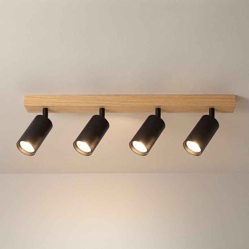 Brilagi - Bodové svietidlo SELE 4xGU10/30W/230V čierna/dubový dekor