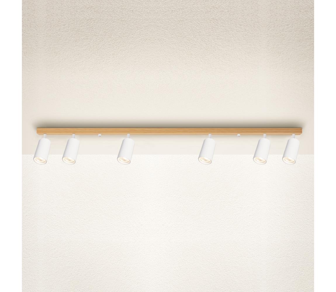 Brilagi - Bodové svietidlo SELE 6xGU10/30W/230V biele/dubový dekor WO-SELE-WH-WD05-OEM