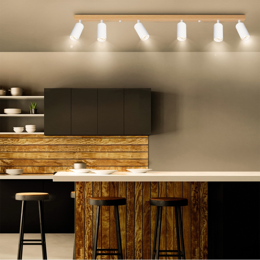 Brilagi - Bodové svietidlo SELE 6xGU10/30W/230V biele/dubový dekor