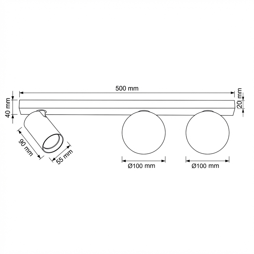 Brilagi - Bodové svietidlo SELE BALL 1xGU10/30W/230V + 2xG9/10W čierna