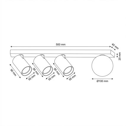Brilagi - Bodové svietidlo SELE BALL 3xGU10/30W/230V + 1xG9/10W čierna