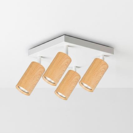 Brilagi - Bodové svietidlo SELE SQUARE 4xGU10/30W/230V biela/dubový dekor