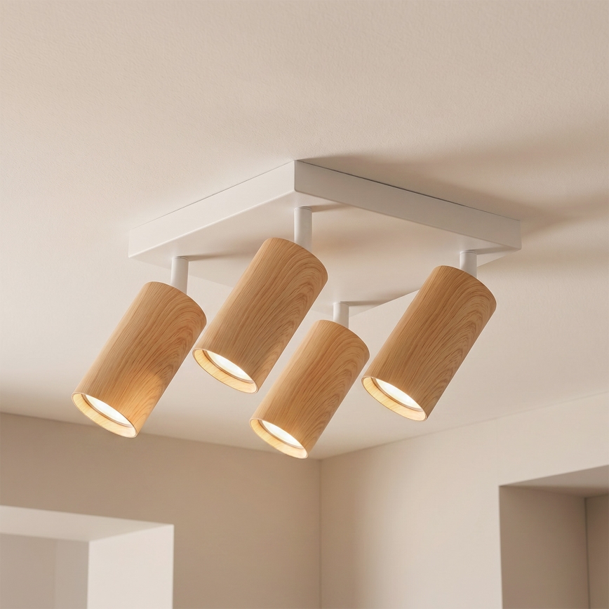 Brilagi - Bodové svietidlo SELE SQUARE 4xGU10/30W/230V biela/dubový dekor