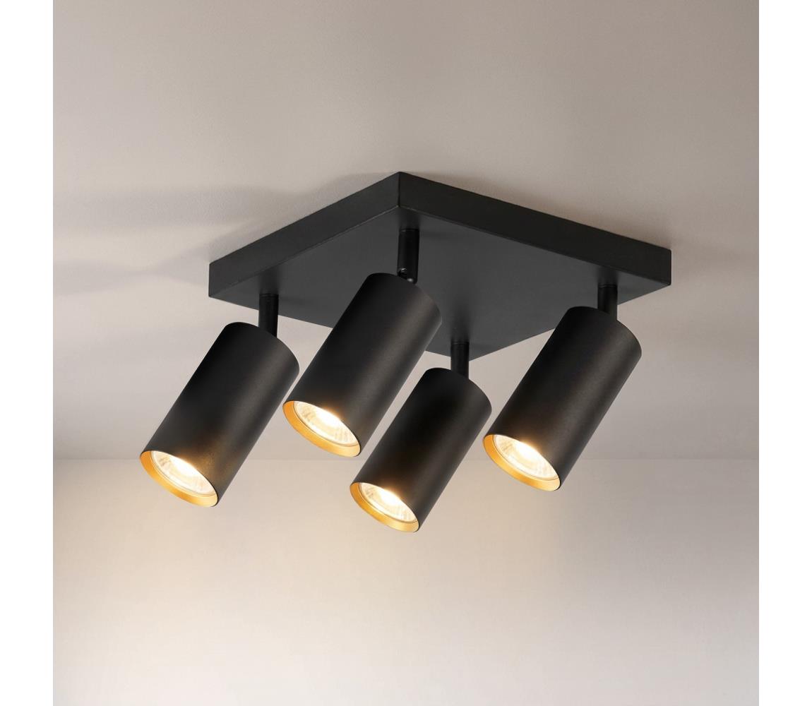Brilagi - Bodové svietidlo SELE SQUARE 4xGU10/30W/230V čierna/zlatá WO-SELESQ-04-OEM