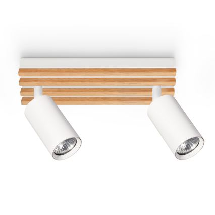Brilagi - Bodové svietidlo SELE WOOD 2xGU10/30W/230V biela/drevo