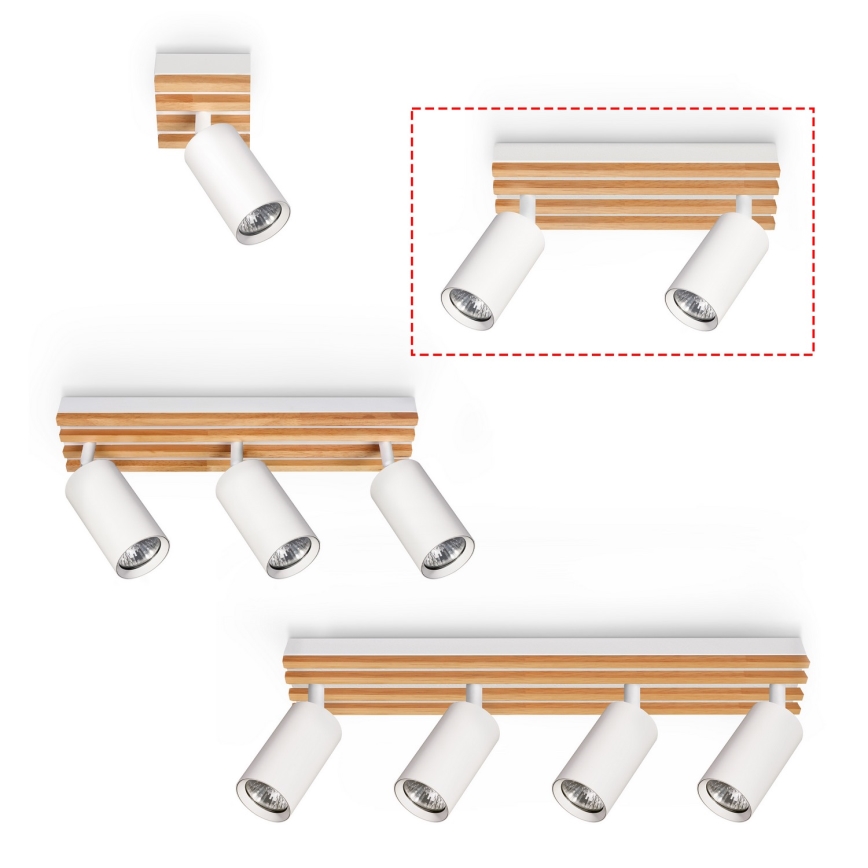 Brilagi - Bodové svietidlo SELE WOOD 2xGU10/30W/230V biela/drevo
