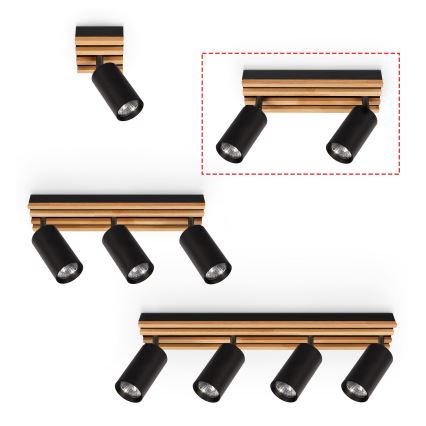 Brilagi - Bodové svietidlo SELE WOOD 2xGU10/30W/230V čierna/drevo