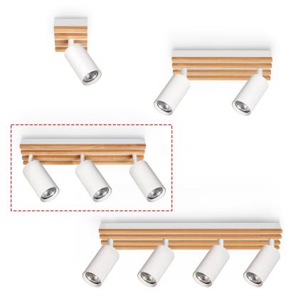Brilagi - Bodové svietidlo SELE WOOD 3xGU10/30W/230V biela/drevo